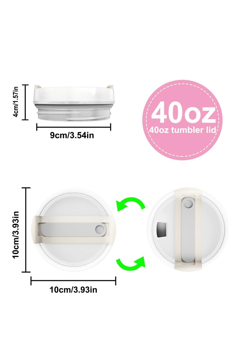 KASTWAVE Tumbler Lids for Stanley Tumbler 40 oz, 2 Pack Reusable Spill, Proof Splash Resistant, Replacement Lids Cover, Fit for Stanley and other Tumbler 40 oz, Light Yellow Grey - Image 2