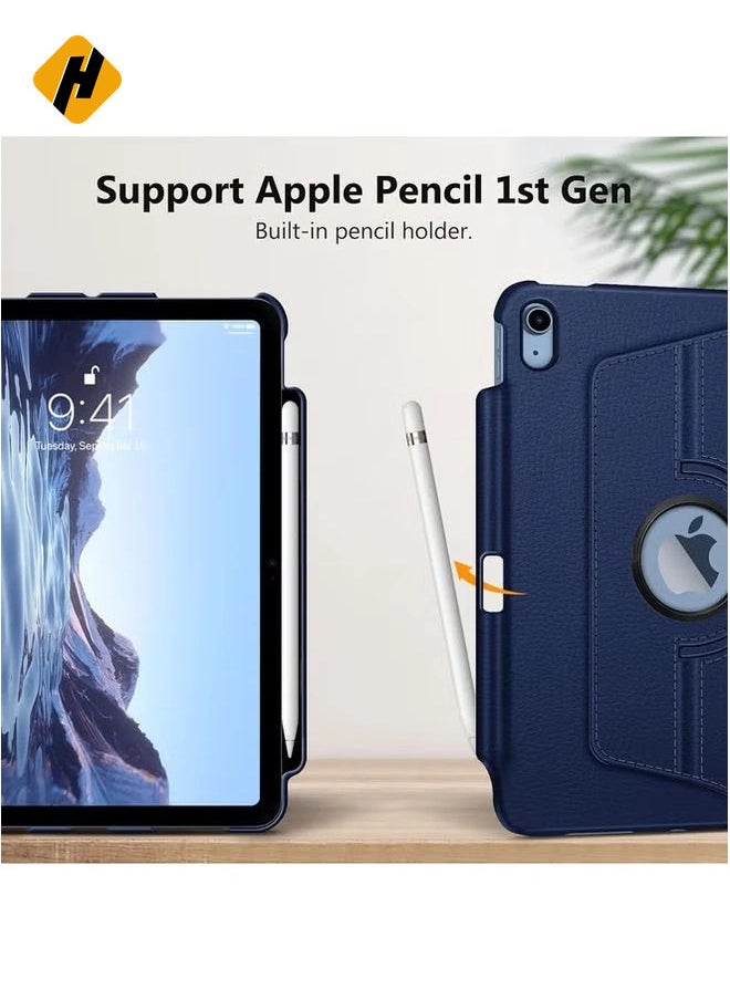 HuHa 360-Degree Rotating iPad Air Case (10.9 Inch) - Compatible with 5th & 4th Generation, Includes Pencil Holder and Auto Sleep/Wake Function, Navy Blue  - Image 4