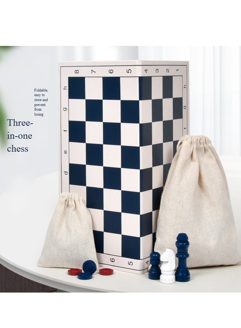 3-in-1 Folding Board Chess, Kids & Adults Magnetic Set with Checkers & Backgammon (Beginner-Friendly) - Image 1