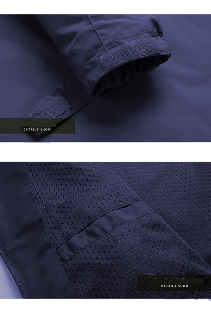 Men's Lightweight Windbreaker Jacket Hooded Rain Coats Soft Waterproof Zipper Pockets Raincoat w/Detachable Hood  - Image 5