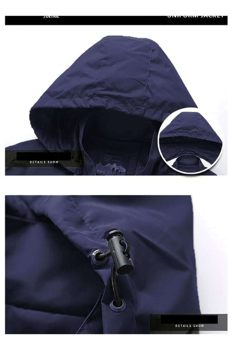Men's Lightweight Windbreaker Jacket Hooded Rain Coats Soft Waterproof Zipper Pockets Raincoat w/Detachable Hood  - Image 3