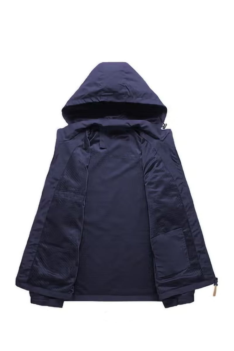 Men's Lightweight Windbreaker Jacket Hooded Rain Coats Soft Waterproof Zipper Pockets Raincoat w/Detachable Hood  - Image 2