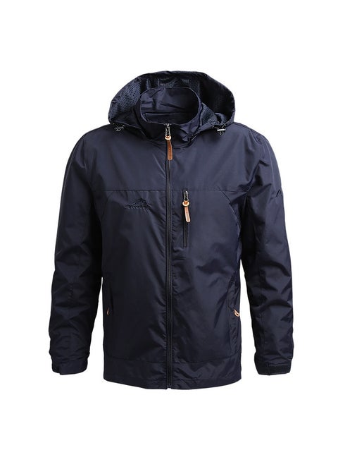 سترة واقية خفيفة للرجال، سترة واقية بقلنسوة، معاطف مطر ناعمة ومقاومة للماء بسحاب وجيوب، معطف واقي من المطر مع غطاء محرك قابل للفصل.