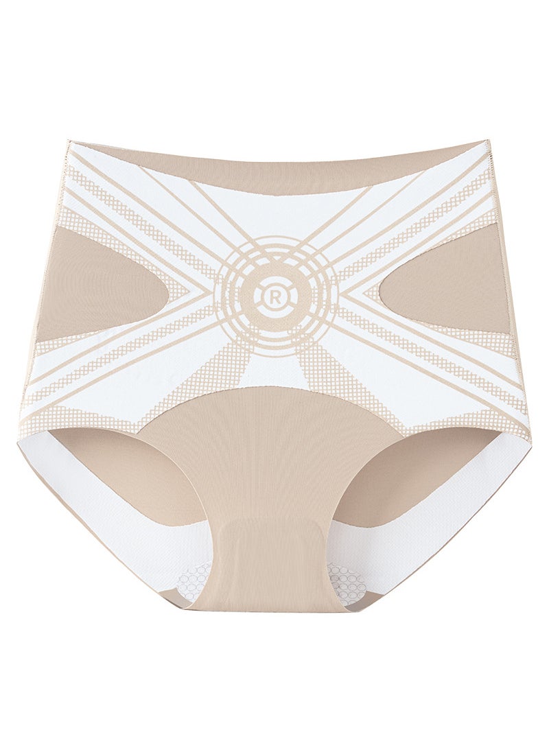 Generic - High-Waisted Shapewear Underpants Seamless Antibacterial Mulberry Silk Liquid Body Shaping Tummy Control Panties Plus Size Coffee - Image 1