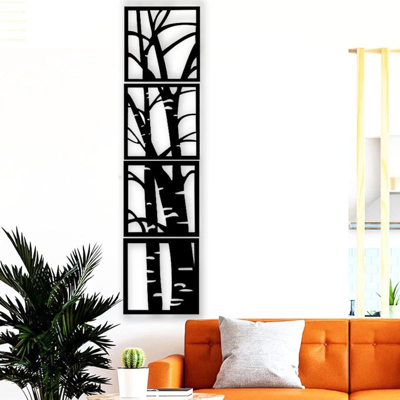 300Sparkles Bamboo Design 4 Pcs Set Wooden Wall Decor Hangings Home Decorative Gifts Item Living Room Bed Room Dinning Area Decoration Black 10x 10 Inch - Image 5
