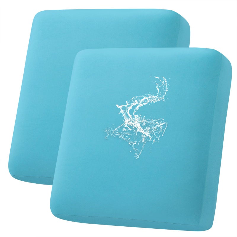 hyha Waterproof Couch Cushion Covers Stretch Sofa Couch Seat Slipcover for Dog Washable NonSlip Waterproof Outdoor Cushion Covers for Patio Furniture Replacement 2 Pieces Peacock Blue