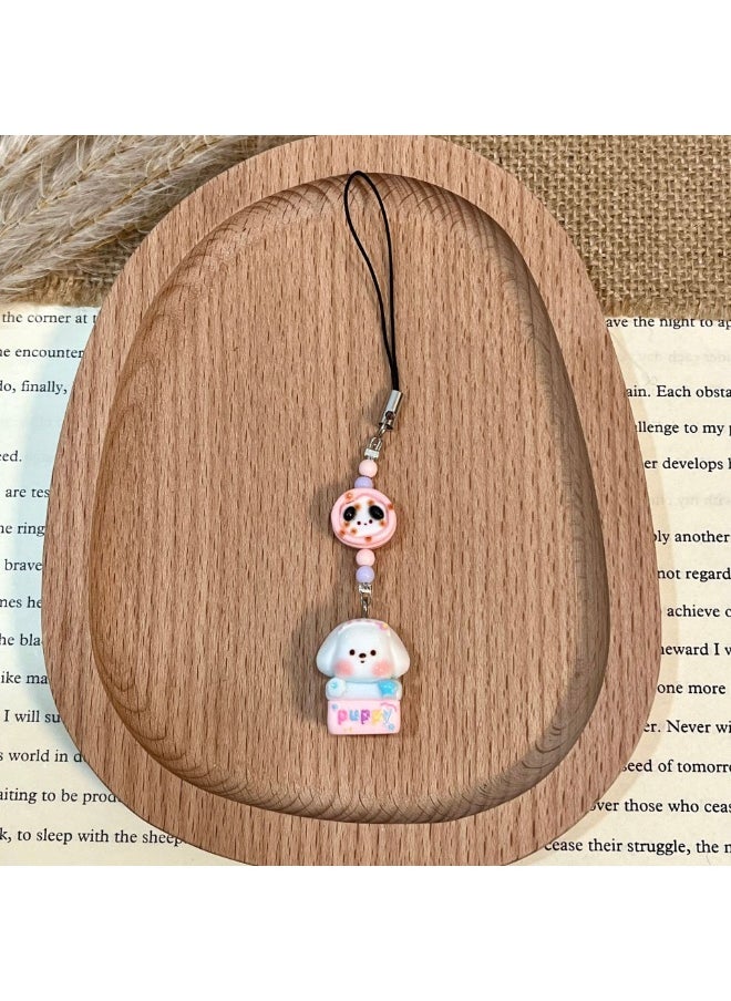 NIBEMINENT Phone Charm/ Chain Strap for Women Girls，3D Puppy Cell Phone Case Lanyard Wrist Strap 