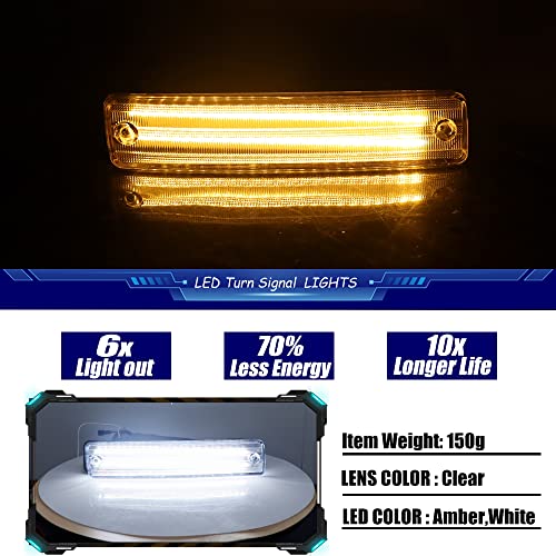 TurningMax For 1990 1991 Honda CR-X/CRX Front Bumper Turn Signal Lights HO2530108 + HO2531108 Clear Lens 2 in 1 Amber/White Lights - Image 3