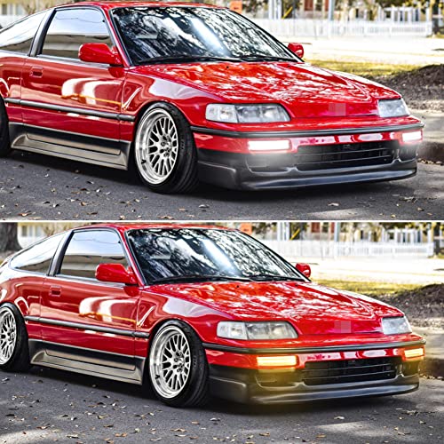 TurningMax For 1990 1991 Honda CR-X/CRX Front Bumper Turn Signal Lights HO2530108 + HO2531108 Clear Lens 2 in 1 Amber/White Lights - Image 5