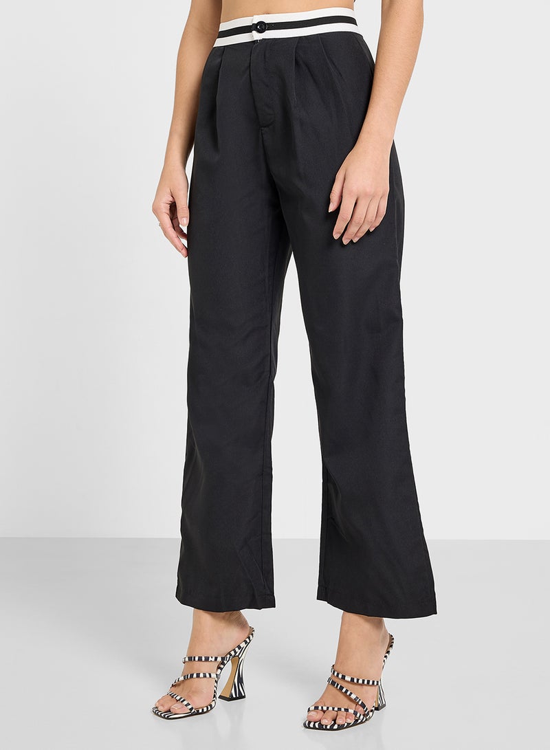 Ginger Bandeau Contrast Detail Crop Top & Wide Leg Pant Co-Ord Set  - Image 4