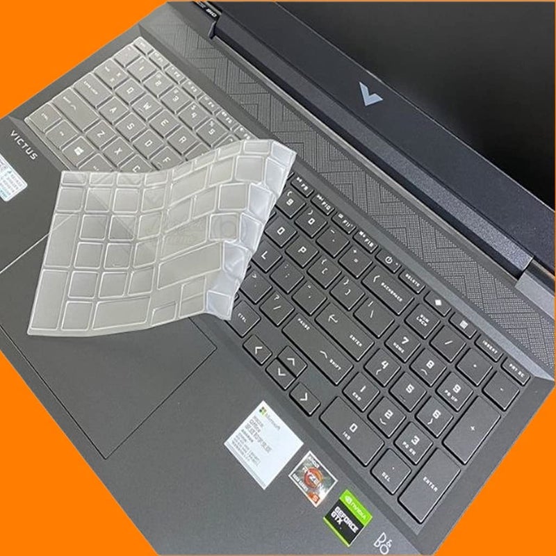 Raya غطاء حماية لوحة المفاتيح السيليكوني لجهاز HP Victus 15 [سلسلة 15-FA 15-FB] (15.6 بوصة) و HP Victus 16 (16.1 بوصة) لأجهزة الألعاب (سيليكون شفاف) - Image 3