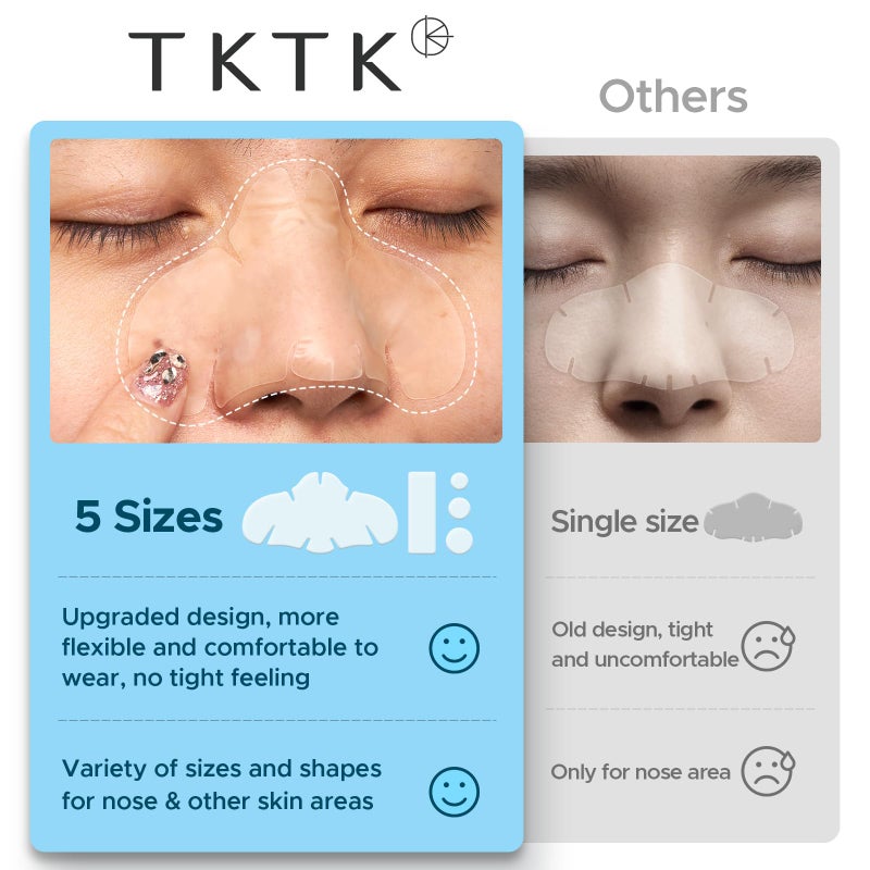 TKTK Hydrocolloid Nose Patches, XL Nose Pore Strips 91 x 48 mm, Large Hydrocolloid Acne Pimple Patches for Face, Cover Zit Blemishes & Absorb Oil (Nose Contoured, Strip, Dots 5 Sizes 112 Count) - Image 5