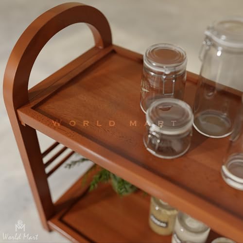World Mart® Wooden Kitchen Counter Top Organizer | 2-Tier Corner Shelf Rack | Walnut Finish Multipurpose Storage Stand for Spices, Oils, Jars, Makeup, Office & Home | DIY Assembly | 18x18x11 Inches - Image 3