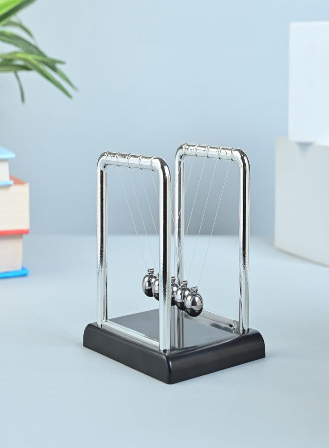 HindCraft Newton’s Cradle Pendulum 4 Inch | Swinging Balance Balls Desk Toy for Office & Home Decor | Science Physics Gadget for Adults & Kids | Stress Relief Gift, Study Table Decoration - Image 3