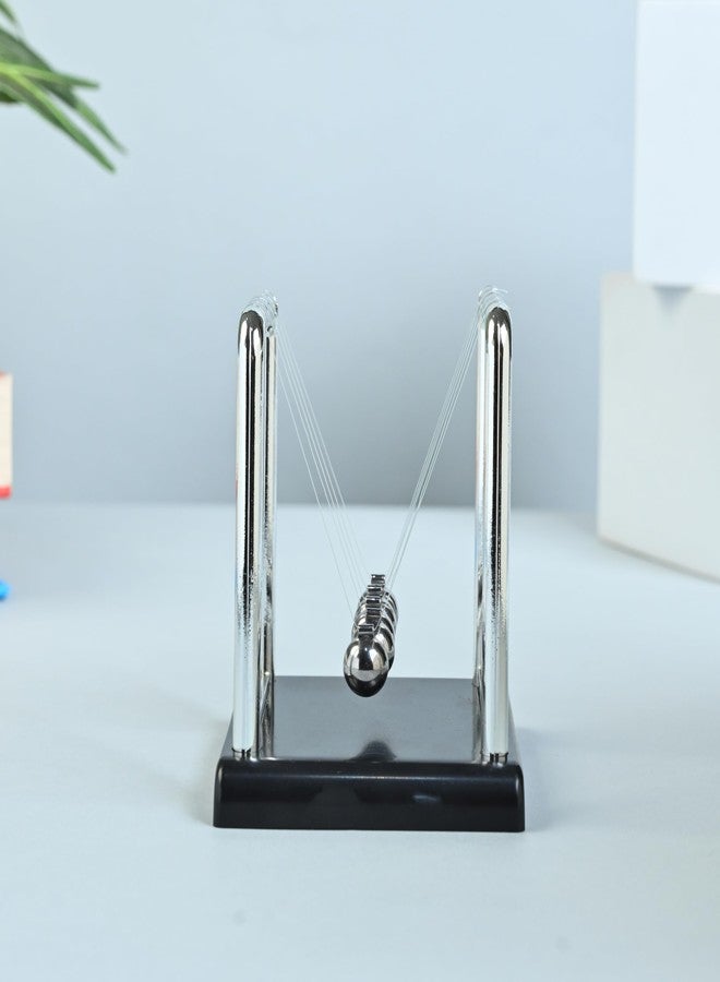 HindCraft Newton’s Cradle Pendulum 4 Inch | Swinging Balance Balls Desk Toy for Office & Home Decor | Science Physics Gadget for Adults & Kids | Stress Relief Gift, Study Table Decoration - Image 5