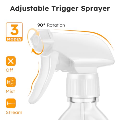 Tecohouse Glass Spray Bottle 8 oz, Clear Small Empty Refillable Sprayer Container with Labels, Funnel, Lids, Graduated Pipettes - Handheld Size - Image 2