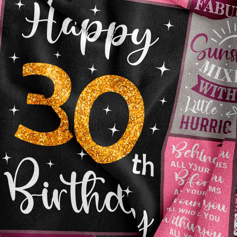 Amonee-Yl 30Th Birthday Gifts For Women  30 Yr Birthday Blanket 50""X60""  30Th Bday Gifts For Her  30Th Birthday Decorations For Her  30 Year Old Birthday Gifts For Women  Gift For 30 Year Old Woman - Image 2