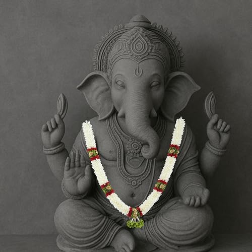 Daedal crafters Off White Flower Garland for Pooja Mandir Decoration, Flower Garland for Pooja Mandir Decoration, Haar Mala for God Idols & Photo Frame, Photo Frames of Loved Ones & Pitra (60 inch) - Image 2