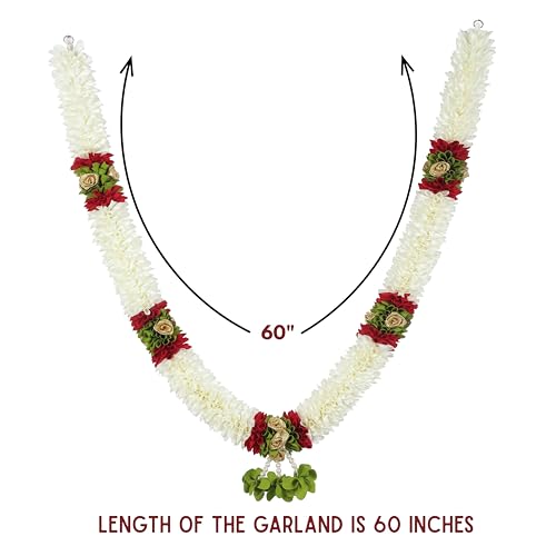 Daedal crafters Off White Flower Garland for Pooja Mandir Decoration, Flower Garland for Pooja Mandir Decoration, Haar Mala for God Idols & Photo Frame, Photo Frames of Loved Ones & Pitra (60 inch) - Image 5