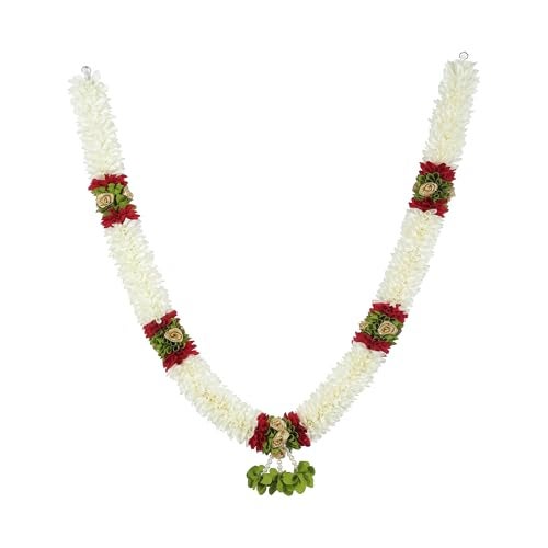 Daedal crafters Off White Flower Garland for Pooja Mandir Decoration, Flower Garland for Pooja Mandir Decoration, Haar Mala for God Idols & Photo Frame, Photo Frames of Loved Ones & Pitra (60 inch) - Image 4