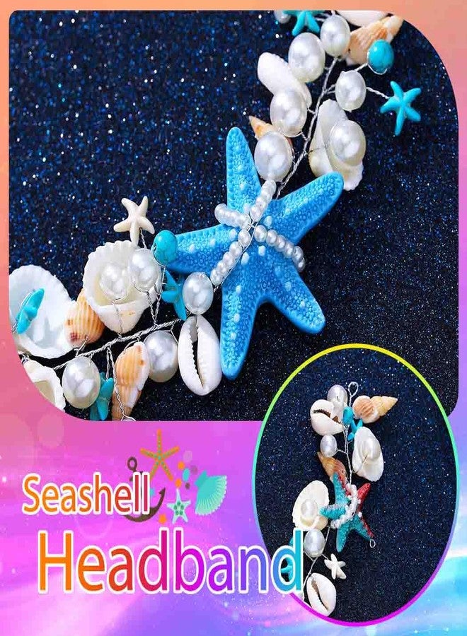 يان طوق شعر زفاف من يان، مصنوع من صدفة البحر، بتصميم حورية البحر ونجم البحر، مزين باللؤلؤ، وإكسسوارات شعر شاطئية للنساء - Image 5