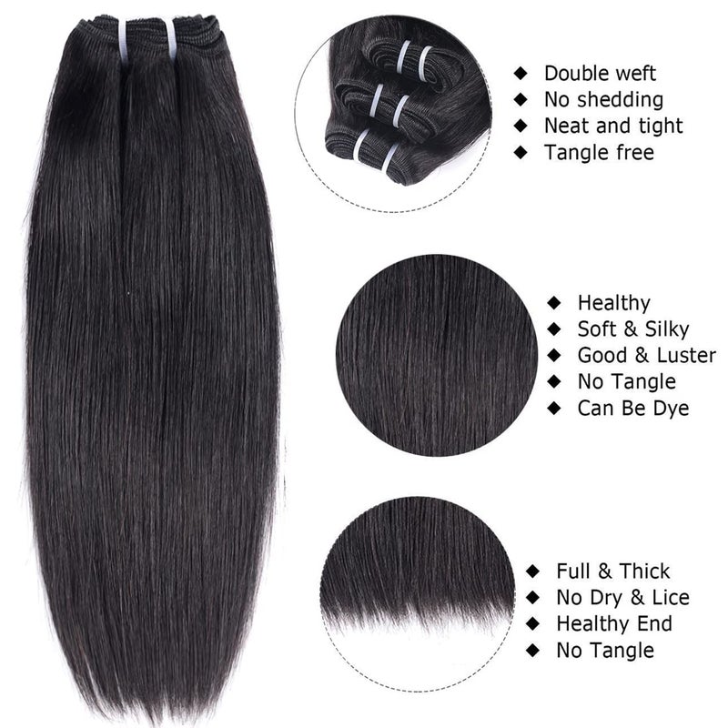 Liang Dian 12 Inch Human Hair Bundles Natural Color 4 Bundles 12A Brazilian Virgin Hair 100% Unprocessed Quick Weave Straight Human Hair Bundles(12"12"12"12") - Image 3