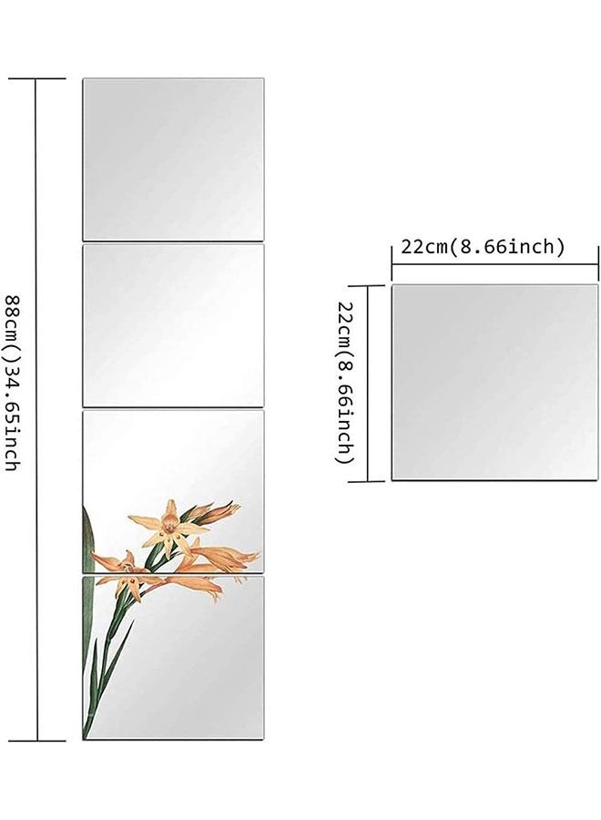 GoldenLike  مرآة حائط - 4 قطع من ملصقات المرايا ذات الطول الكامل ، مجموعة ذاتية اللصق ، مرآة مكياج عالية الدقة للحمام ، غرفة النوم ، غرفة المعيشة - Image 5
