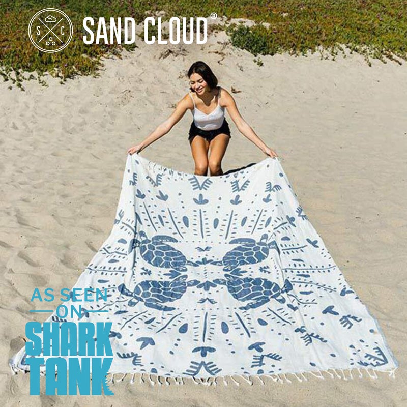 Sand Cloud Extra Large Turkish Beach Towel - Sand Free - 100% Organic Turkish Cotton Yarn - Quick Dry Towel for Beach, Picnic, Blanket or Bath - As Seen on Shark Tank - Marine Life (Prism Turtles XL) - Image 2
