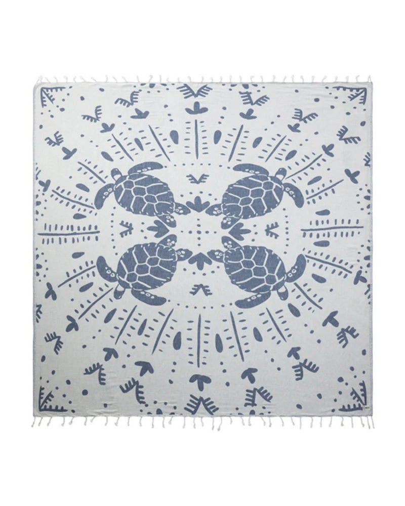 Sand Cloud Extra Large Turkish Beach Towel - Sand Free - 100% Organic Turkish Cotton Yarn - Quick Dry Towel for Beach, Picnic, Blanket or Bath - As Seen on Shark Tank - Marine Life (Prism Turtles XL) - Image 1