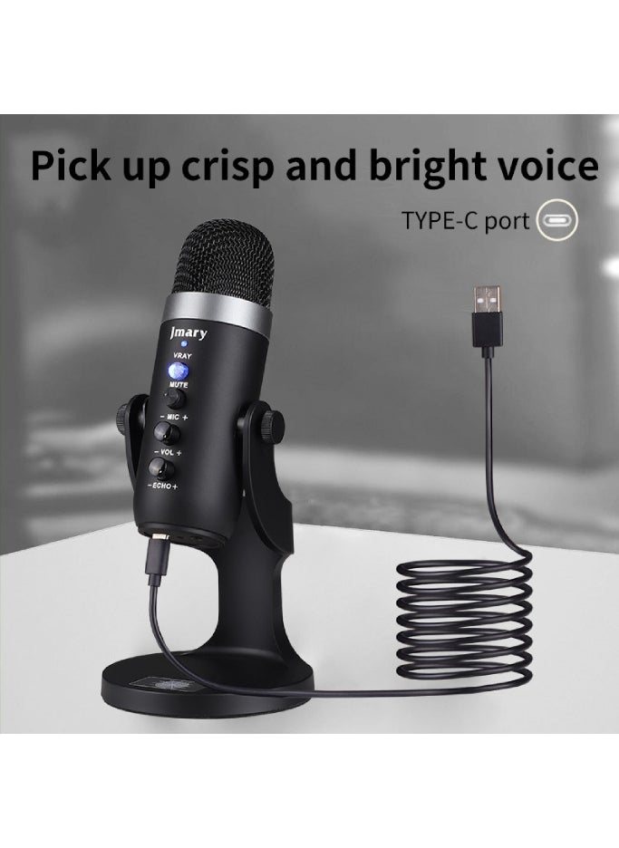 Jmary 🎙️ MC-PW8 USB Condenser Microphone for Podcasting, Streaming, Gaming, Voice-Over & Recording – Plug & Play Mic with Noise Reduction, Adjustable Tripod Stand, Mute Button & Volume Control – Compatible with PC, Laptop, Mac – Studio-Quality Sound  - Image 3