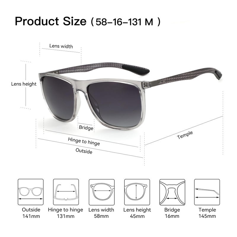 Zenottic Square Polarized Sunglasses For Men - Ultralight Carbon Fiber Sun Glasses Driving Fishing Cycling Golf Sports Uv400 Protection - Image 5