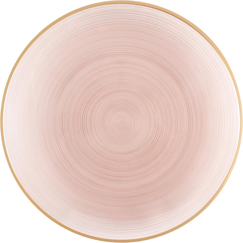 PLASTICPRO 32 Pieces Crystal Design Plastic Plates Combo Pack 16-7 inch and 16-10 inch with Gold Rim Elegant Disposable Plates, Rose Color with Gold Rim - Image 3
