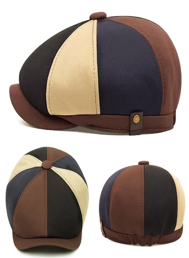 Taidor Men's 8 Panel Newsboy Cap Vintage Peaked Cap Adjustable Flat Cap Irish Cabbie Ivy Driving Hunting Hat, Color-blocking, One Size - Image 2