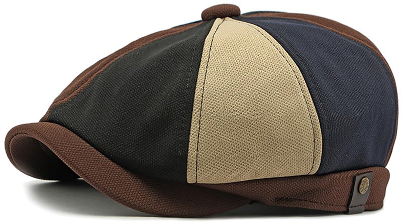 Taidor Men's 8 Panel Newsboy Cap Vintage Peaked Cap Adjustable Flat Cap Irish Cabbie Ivy Driving Hunting Hat, Color-blocking, One Size - Image 1