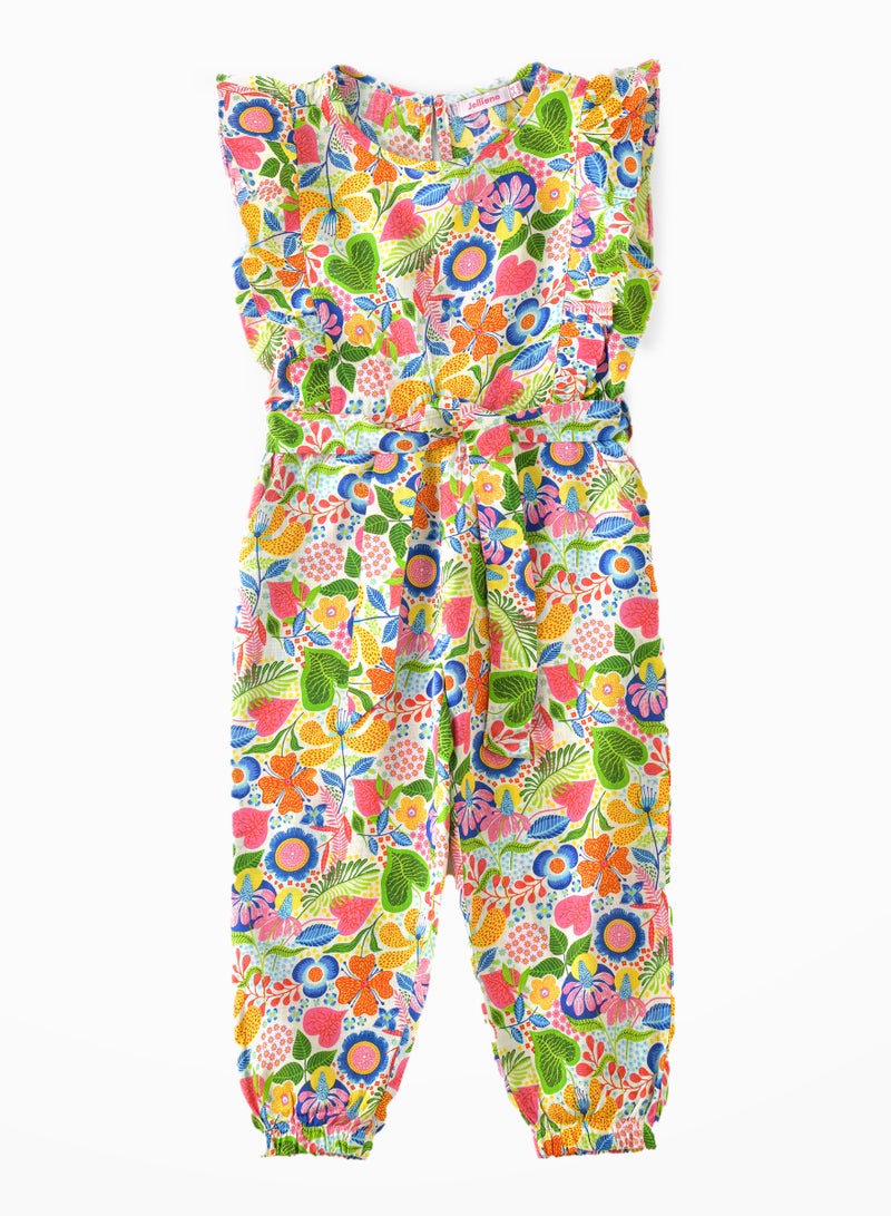 Jelliene Sunny Smiles: Girls' Soft Viscose Jumpsuit | Comfy Chic & Summer Fun - Image 1