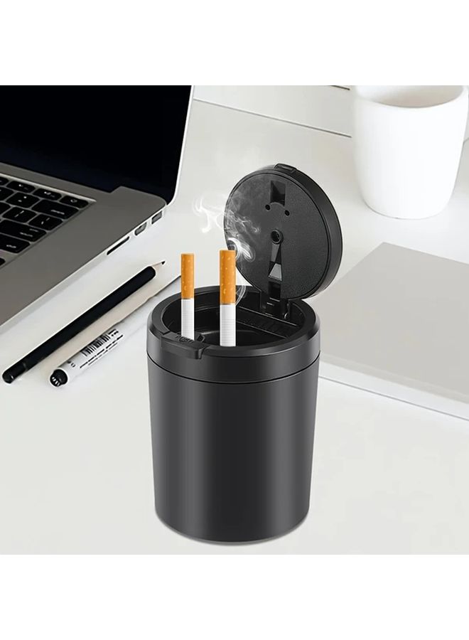 Black Car Ashtray With Metal Liner Flame Retardant One Click Opening Portable - Image 5
