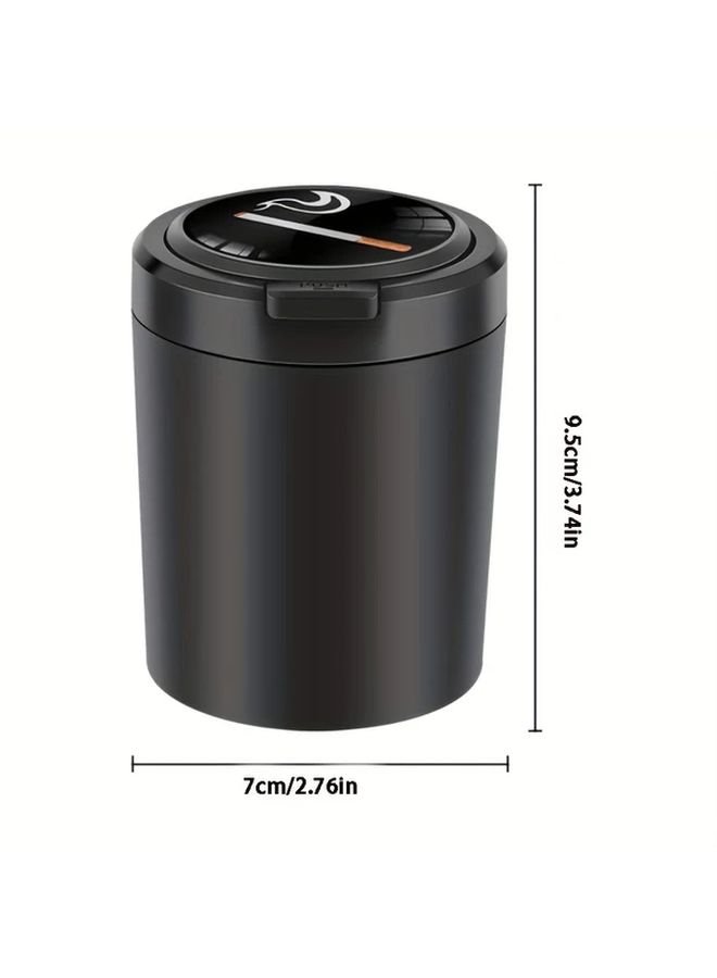 Black Car Ashtray With Metal Liner Flame Retardant One Click Opening Portable - Image 2