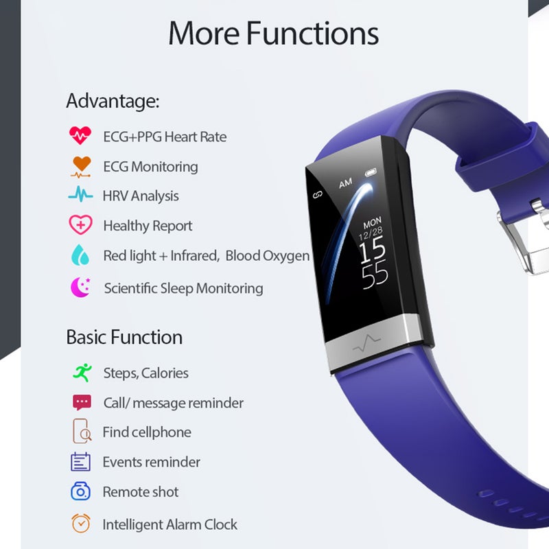 Smart Bracelet ECG & SpO2 & Blood Pressure Monitor Fitness Tracker with Heart Rate Monitor Scientific Sleep Monitor IP68 Waterproof Smart Watch - Image 2