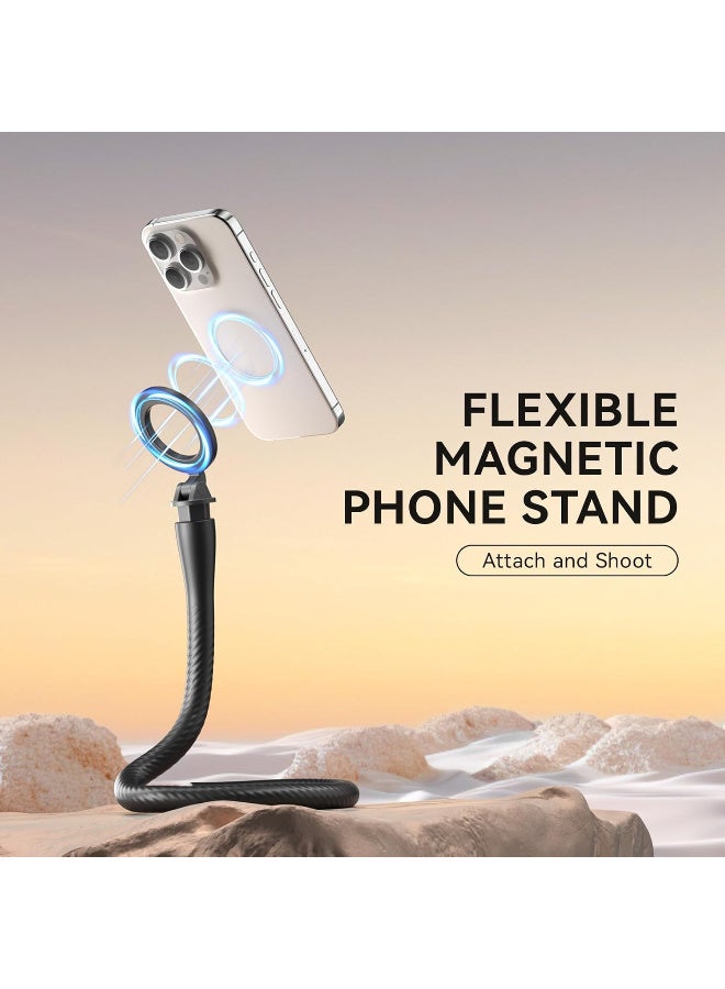 TELESIN° Magnetic Flexible Phone Mount Clamp Tripod Stand Stick Pole for Phones, Stroller Treadmill Tube Bike Motorcycle Phone Holder Attach Stand Accessories Arm Mount for iPhone Android Phones Black - Image 2