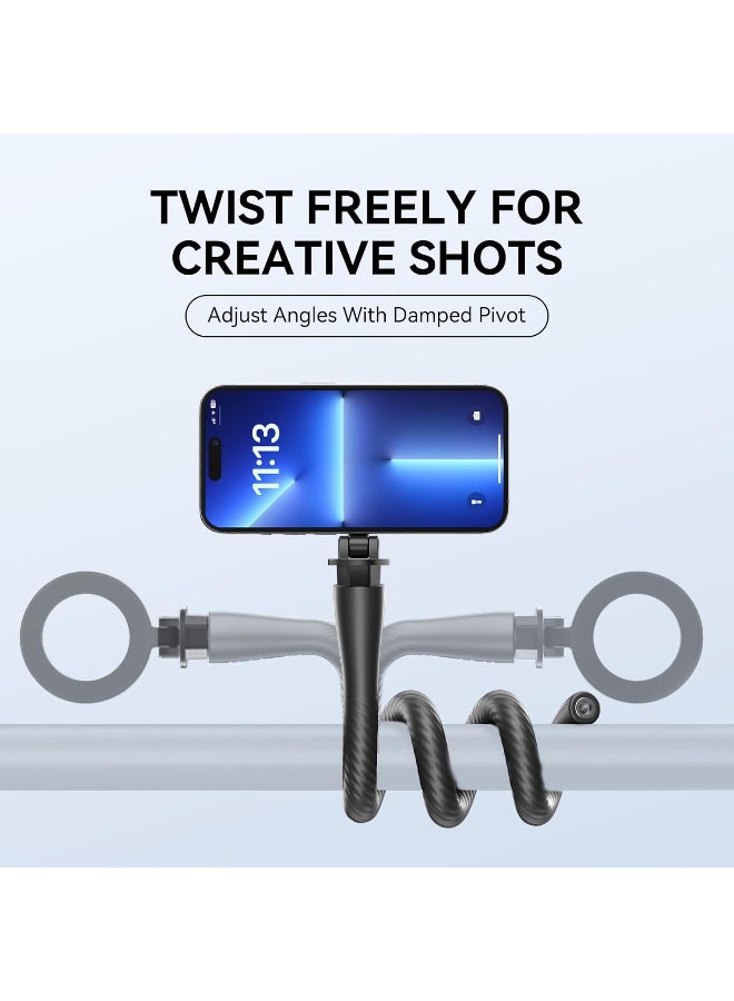 TELESIN° Magnetic Flexible Phone Mount Clamp Tripod Stand Stick Pole for Phones, Stroller Treadmill Tube Bike Motorcycle Phone Holder Attach Stand Accessories Arm Mount for iPhone Android Phones Black - Image 4