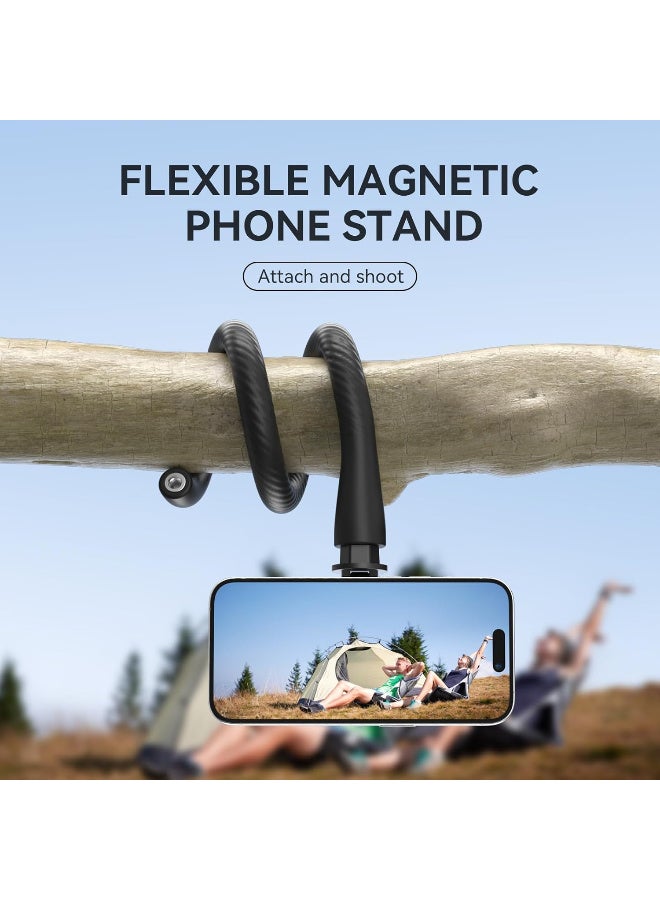 TELESIN° Magnetic Flexible Phone Mount Clamp Tripod Stand Stick Pole for Phones, Stroller Treadmill Tube Bike Motorcycle Phone Holder Attach Stand Accessories Arm Mount for iPhone Android Phones Black - Image 3
