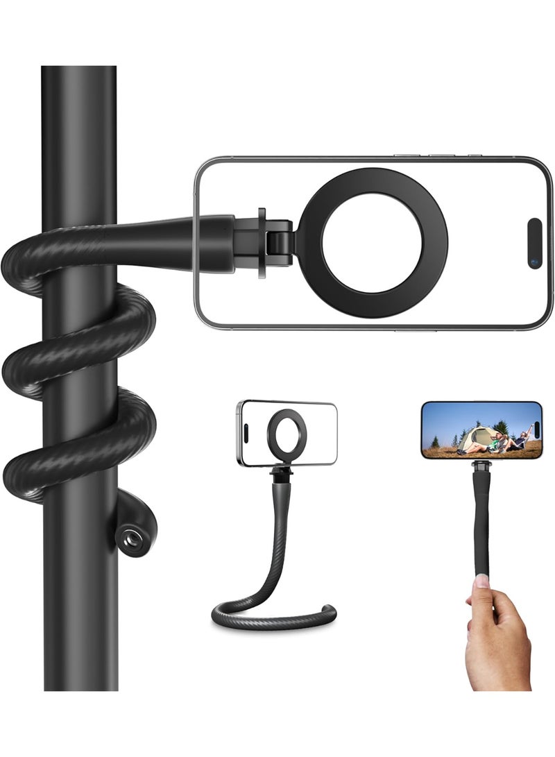 TELESIN° Magnetic Flexible Phone Mount Clamp Tripod Stand Stick Pole for Phones, Stroller Treadmill Tube Bike Motorcycle Phone Holder Attach Stand Accessories Arm Mount for iPhone Android Phones Black - Image 1