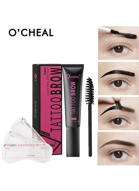 Tattoo Brow, Peel Off Eyebrow Gel Tint, Semi Permanent Brow Tint, Last Up to 3 Days, Waterproof, Transfer-proof（02 DARK BROWN）