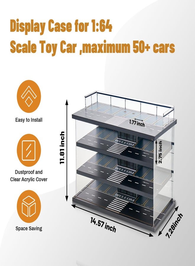 GALUMO Display Case for Hot Wheels Alloy Car Model with LED Light and Acrylic Cover, 1/64 Scale Diecast Toy Cars Display Case Holds 40 Cars, Storage Case for Hot Wheels Collector - Image 2
