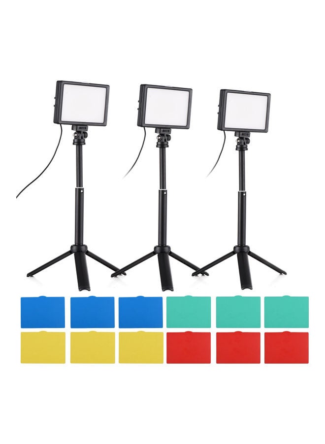 إسكدنيا طقم مصابيح LED مكتبي للتصوير الفوتوغرافي بقدرة 15 وات من 3 قطع أسود - Image 1
