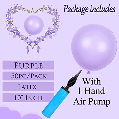 atorakushon Latex Purple Color 10" Inch Rubber Pastel Balloons Pack Of 50pcs With Air Balloon Pump Decoration Happy Birthday Party Supplies Wedding Anniversary Office Party Purpose House party - Image 2