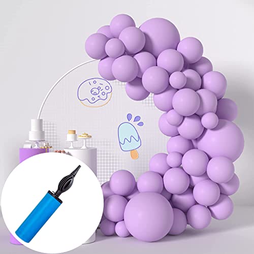atorakushon Latex Purple Color 10" Inch Rubber Pastel Balloons Pack Of 50pcs With Air Balloon Pump Decoration Happy Birthday Party Supplies Wedding Anniversary Office Party Purpose House party - Image 1