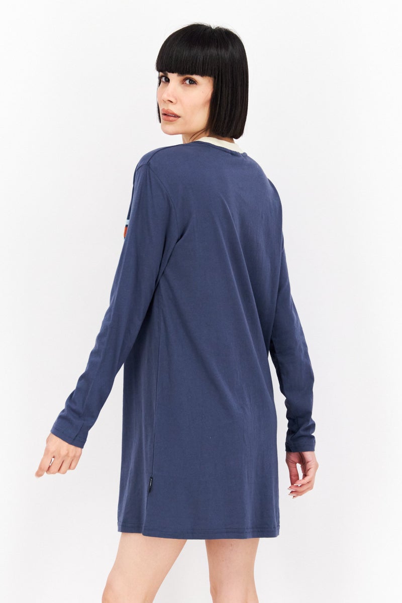 Kickers Classics Women Embroidered Brand Logo Mini Dress, Blue - Image 2