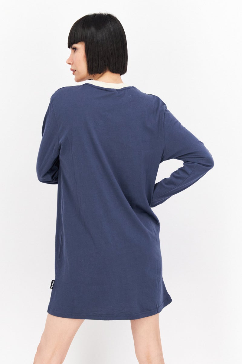 Kickers Classics Women Embroidered Brand Logo Mini Dress, Blue - Image 4
