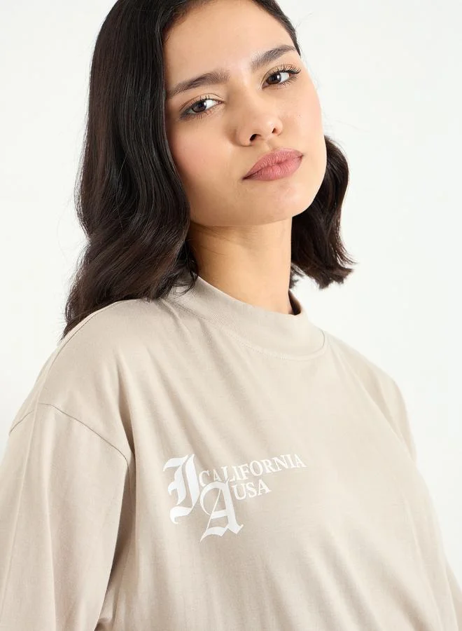 Styli Styli Slogan Print Regular Fit T-Shirt